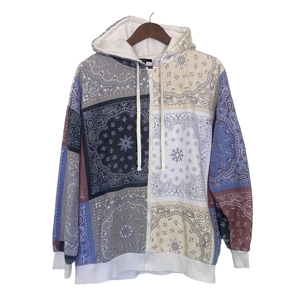 Forever 21 Bandana Patchwork Women's Hoodie Large Oversized Paisley